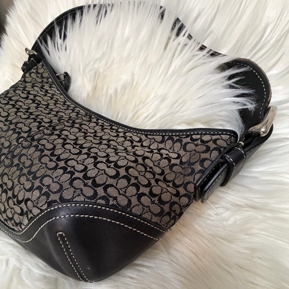Coach 6351 Signature Soho Hobo Bag Shoulder Canvas Handbag Y2K Black - Picture 4 of 9